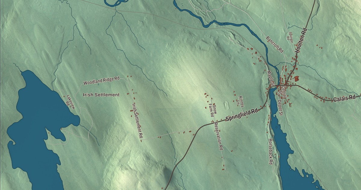 Map of Danforth, Maine in 2026