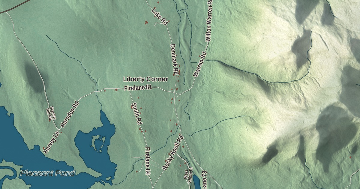 Map of Denmark, Maine in 2026