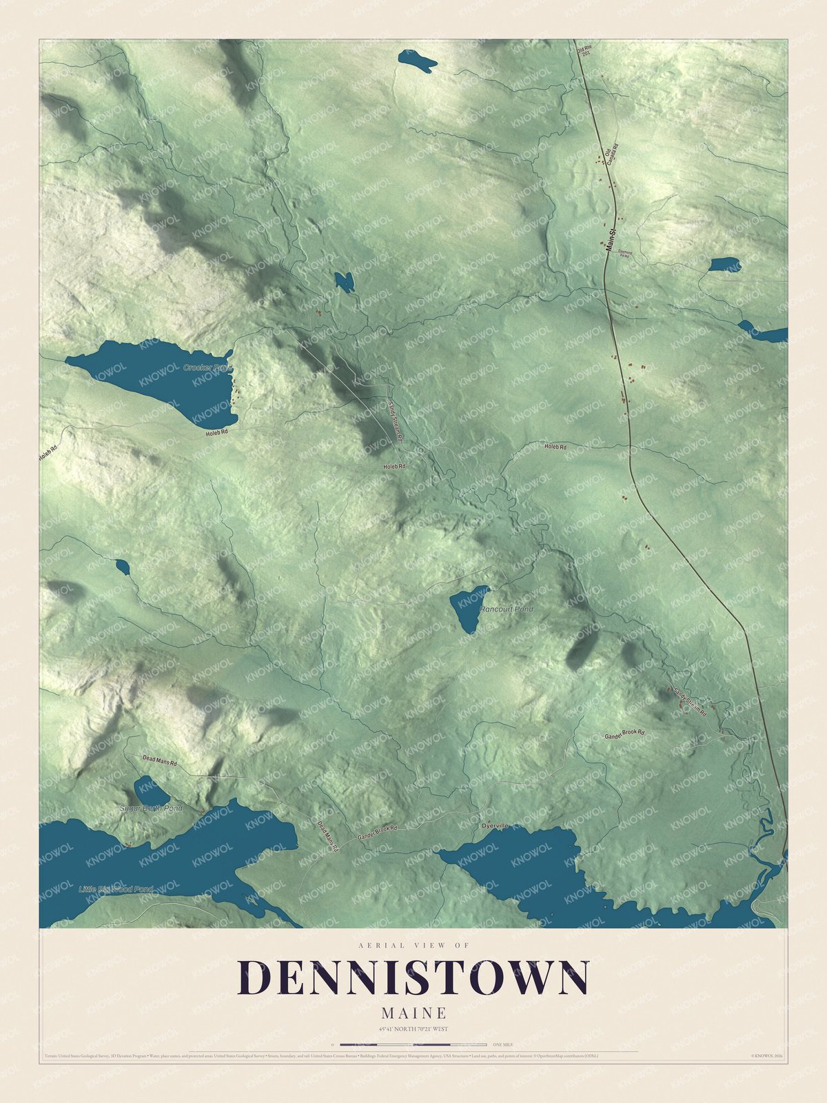 Watermarked full-map preview of Dennistown, Maine