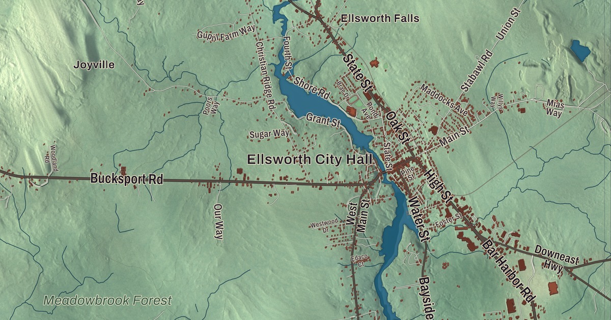 Map of Ellsworth, Maine in 2026