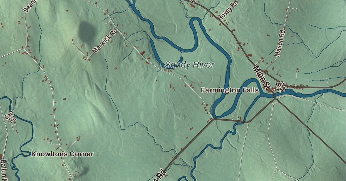 Map of Farmington, Maine in 2026