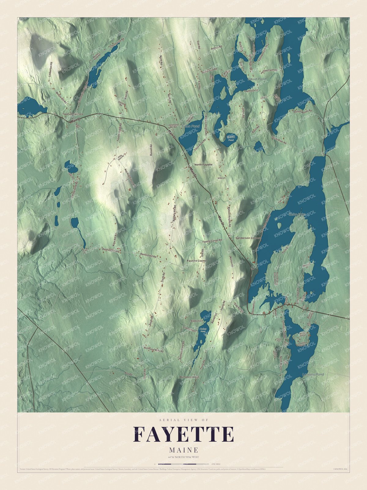 Watermarked full-map preview of Fayette, Maine