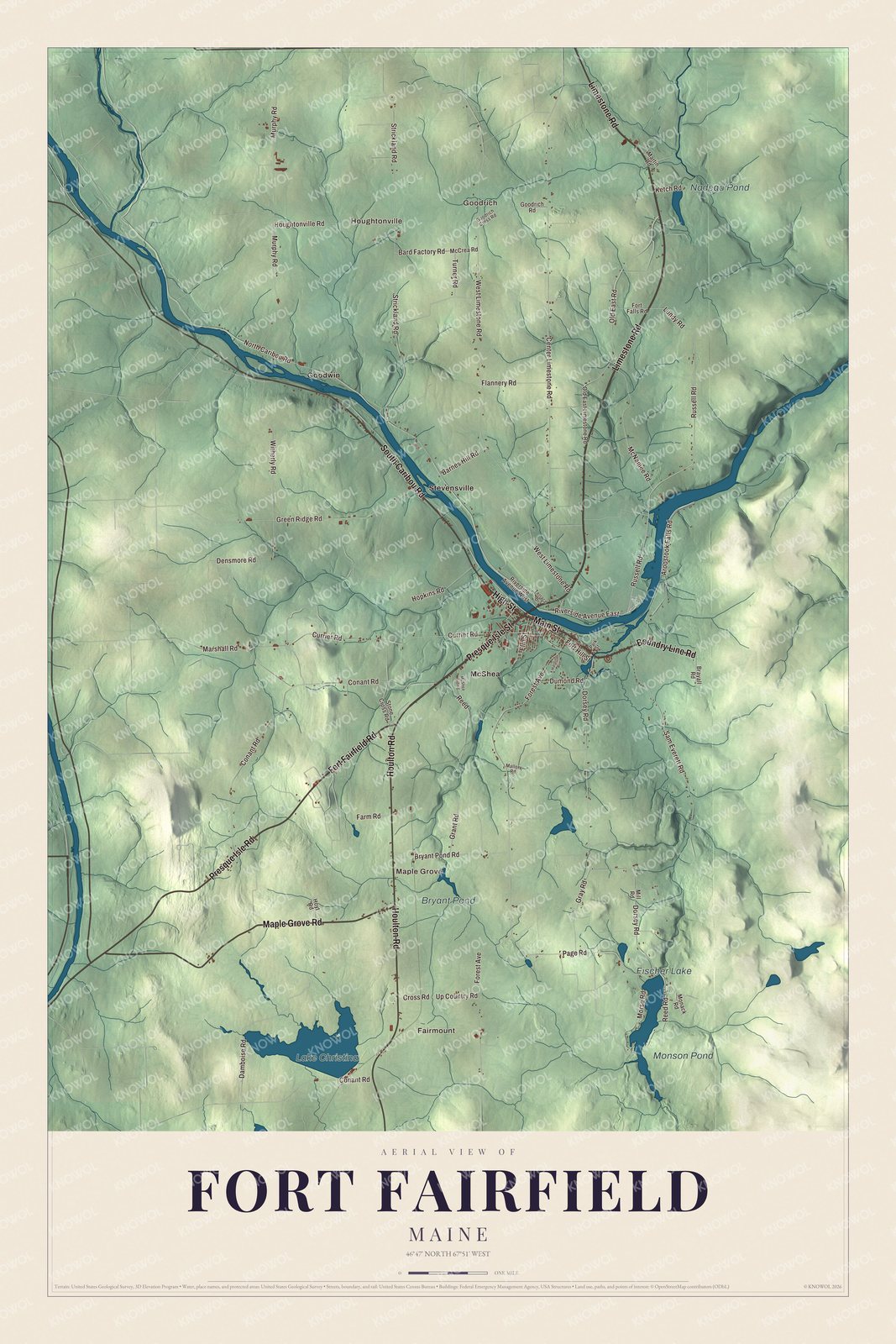 Aerial map with Maple Grove, Fairmount and Lake Christina