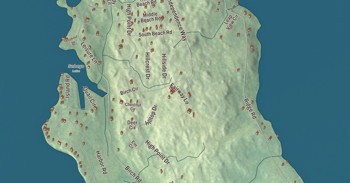 Map of Frye Island, Maine in 2026