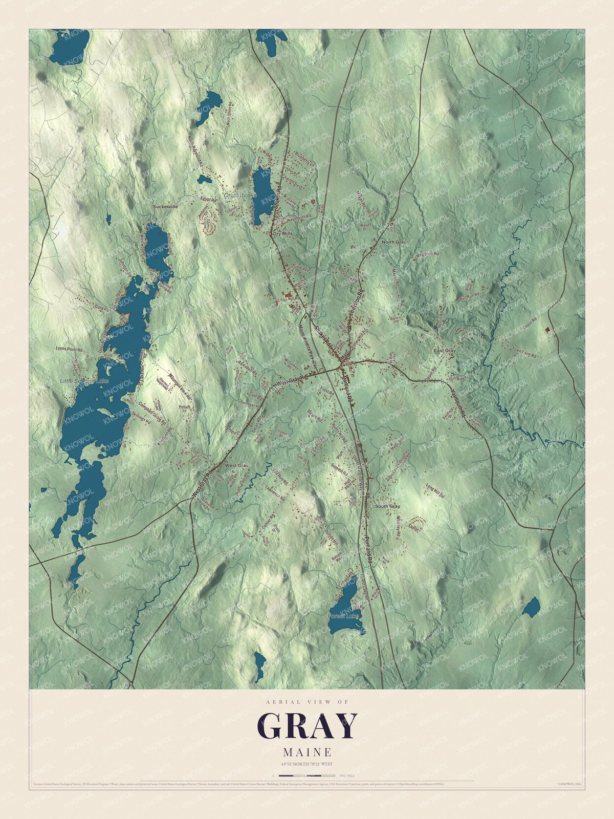 Watermarked full-map preview of Gray, Maine