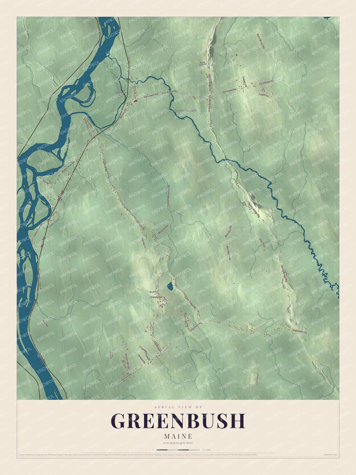 Watermarked full-map preview of Greenbush, Maine