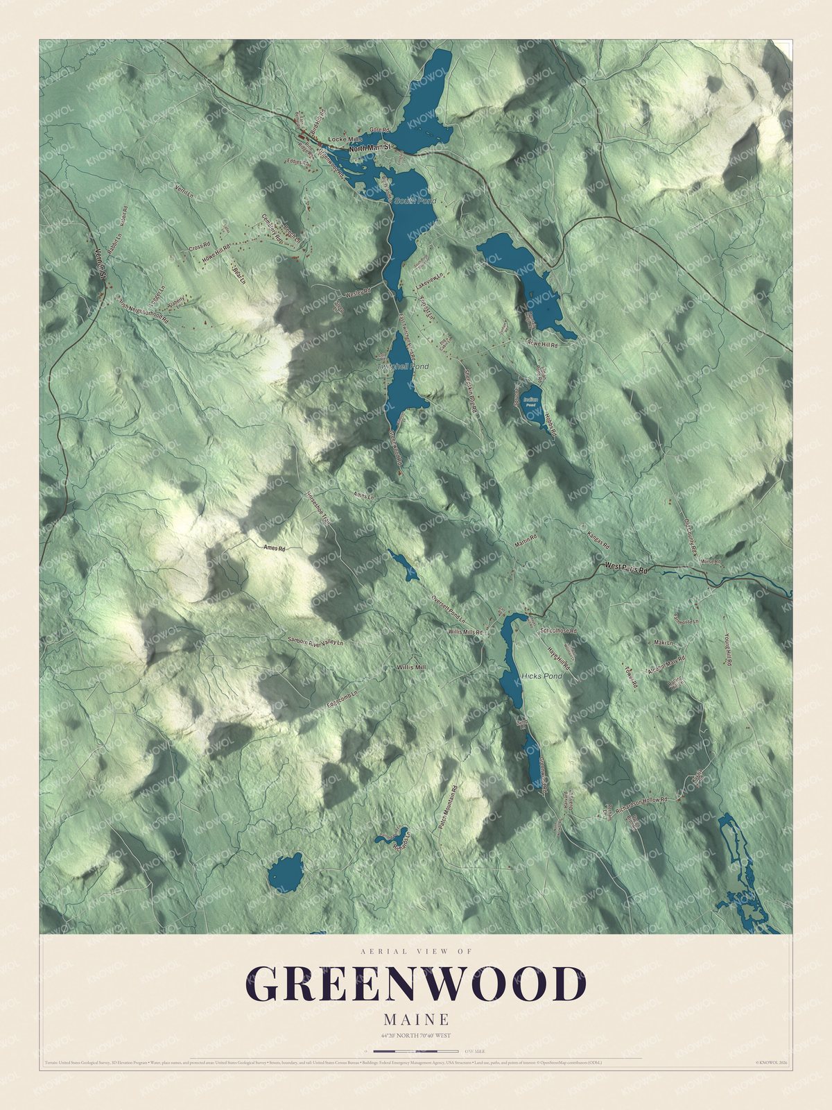 Watermarked full-map preview of Greenwood, Maine