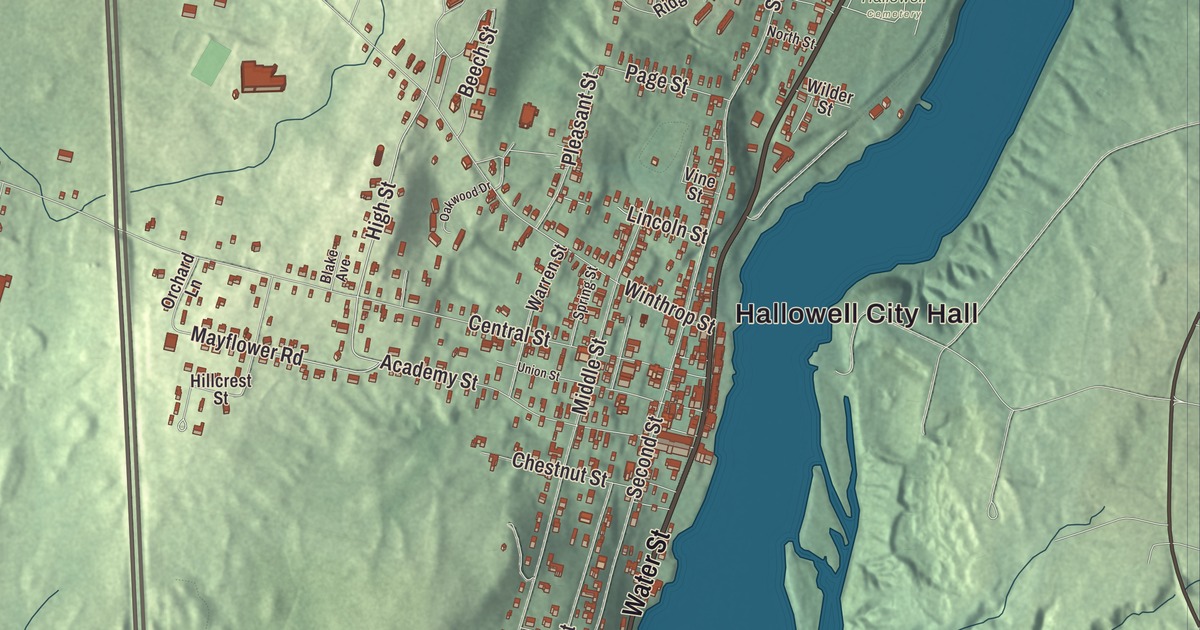 Map of Hallowell, Maine in 2026
