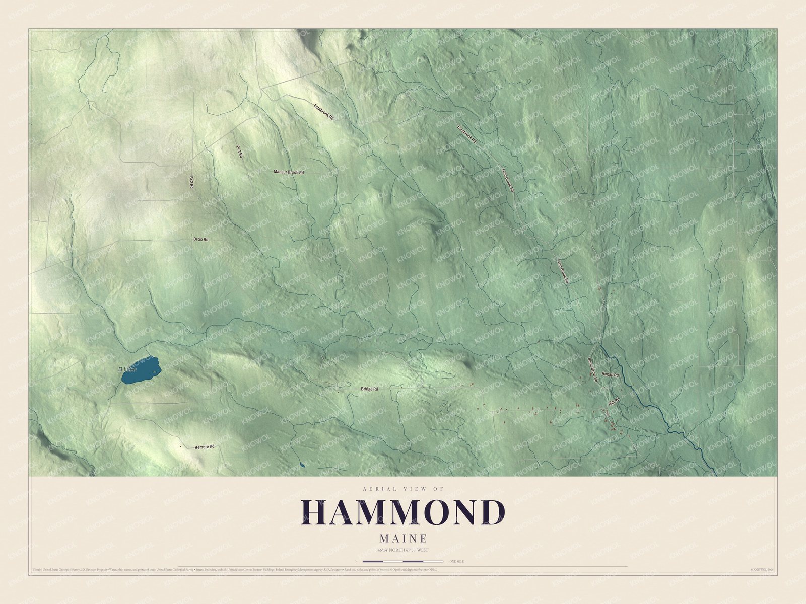 Hammond aerial map showing familiar roads and local terrain