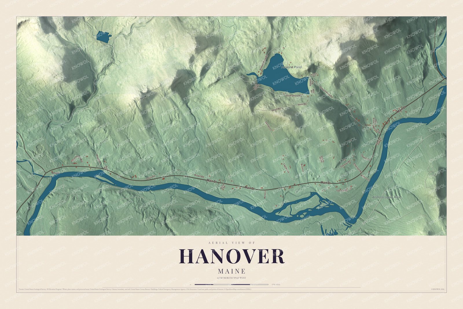Watermarked full-map preview of Hanover, Maine