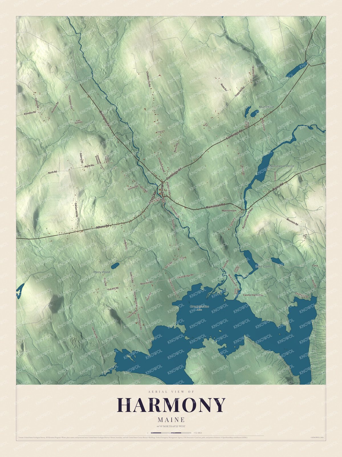 Watermarked full-map preview of Harmony, Maine