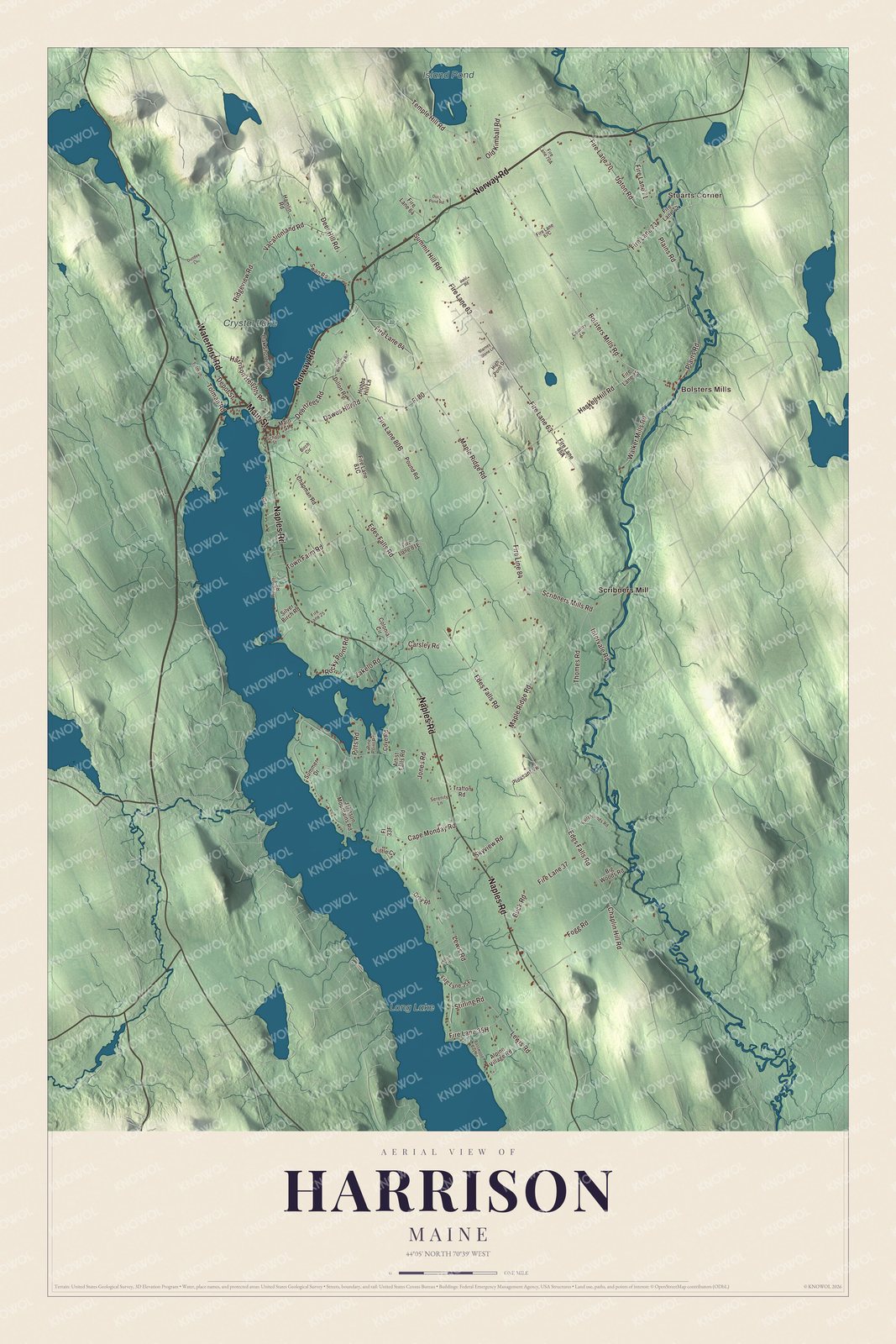 Harrison aerial map showing familiar roads and local terrain