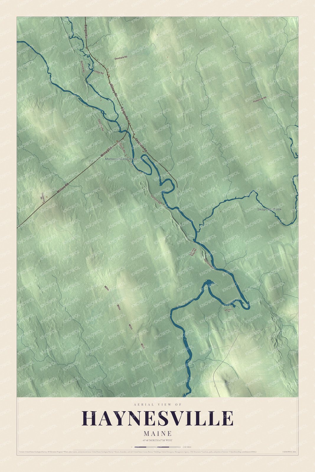 Haynesville aerial map with named roads and local terrain