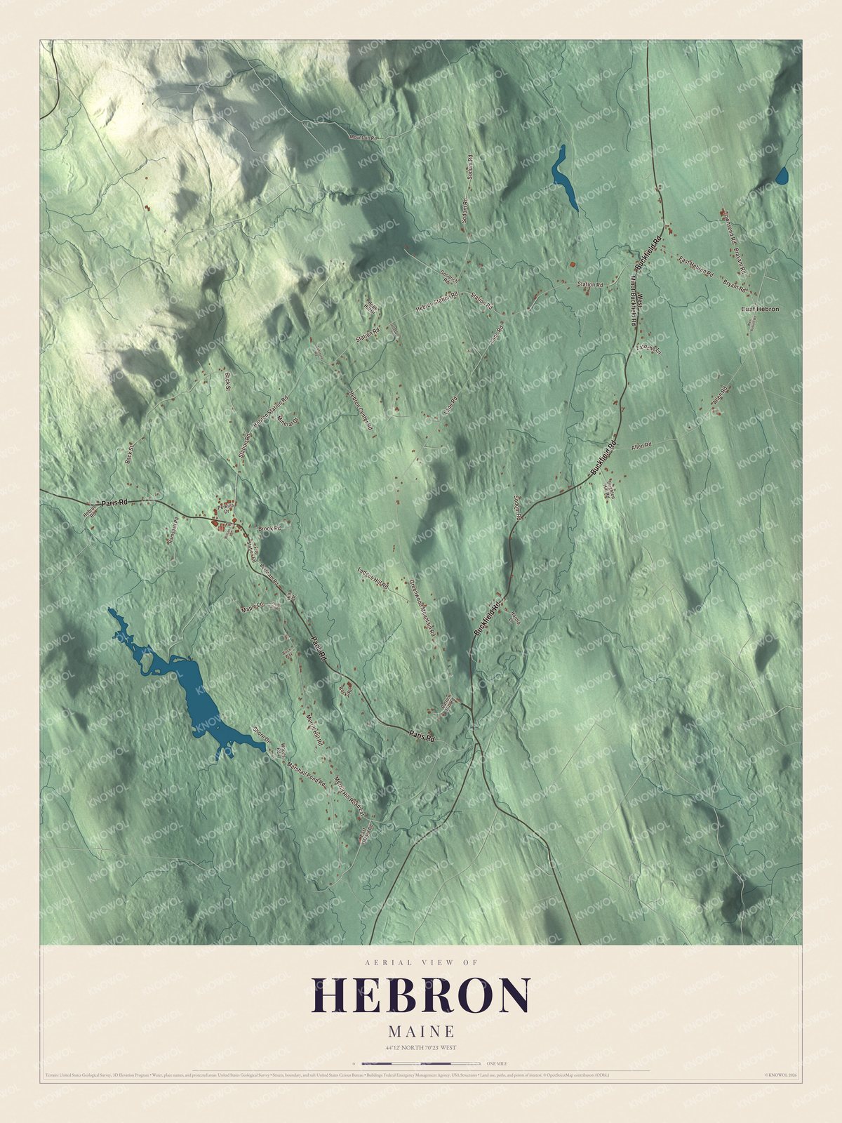 Hebron aerial map with named roads and local terrain