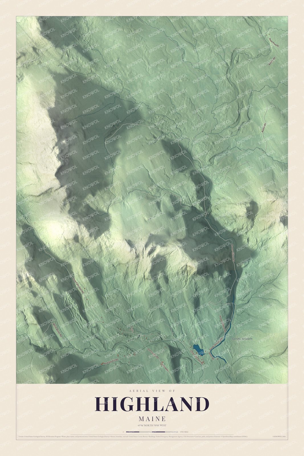 Watermarked full-map preview of Highland, Maine