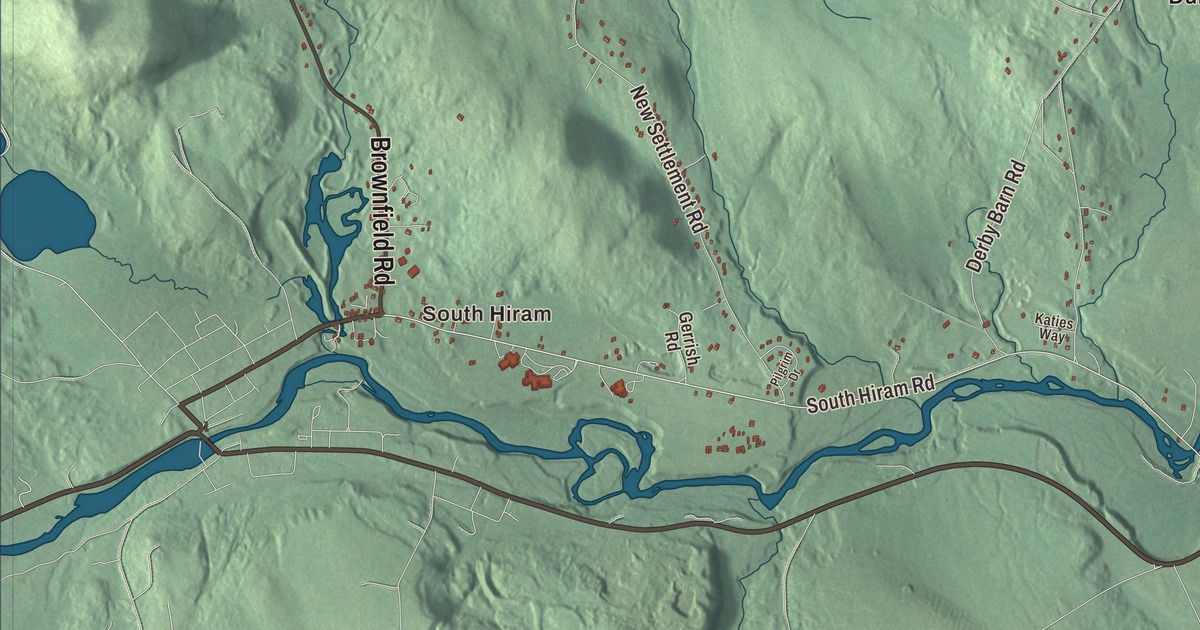 Map of Hiram, Maine in 2026
