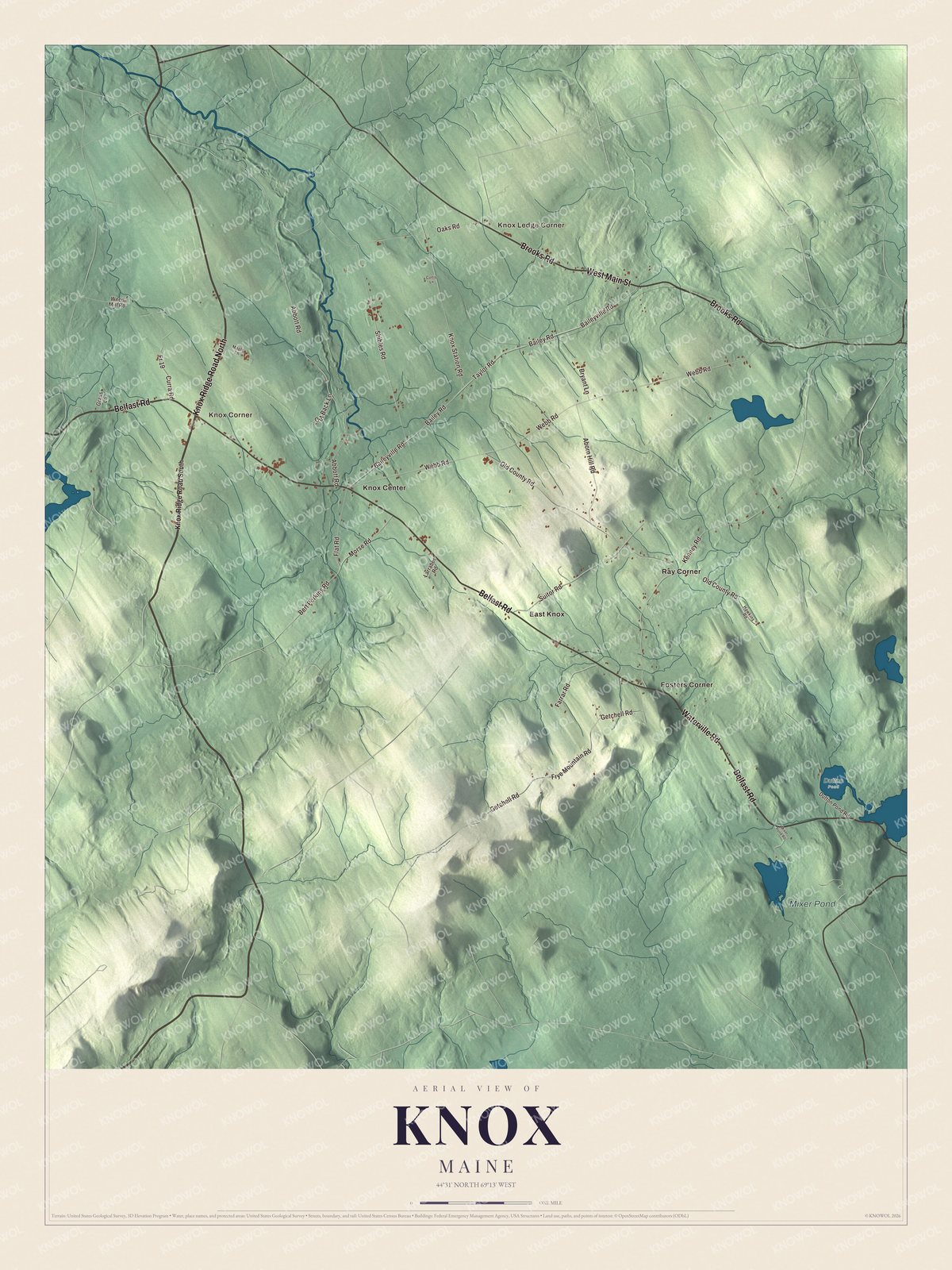 Watermarked full-map preview of Knox, Maine
