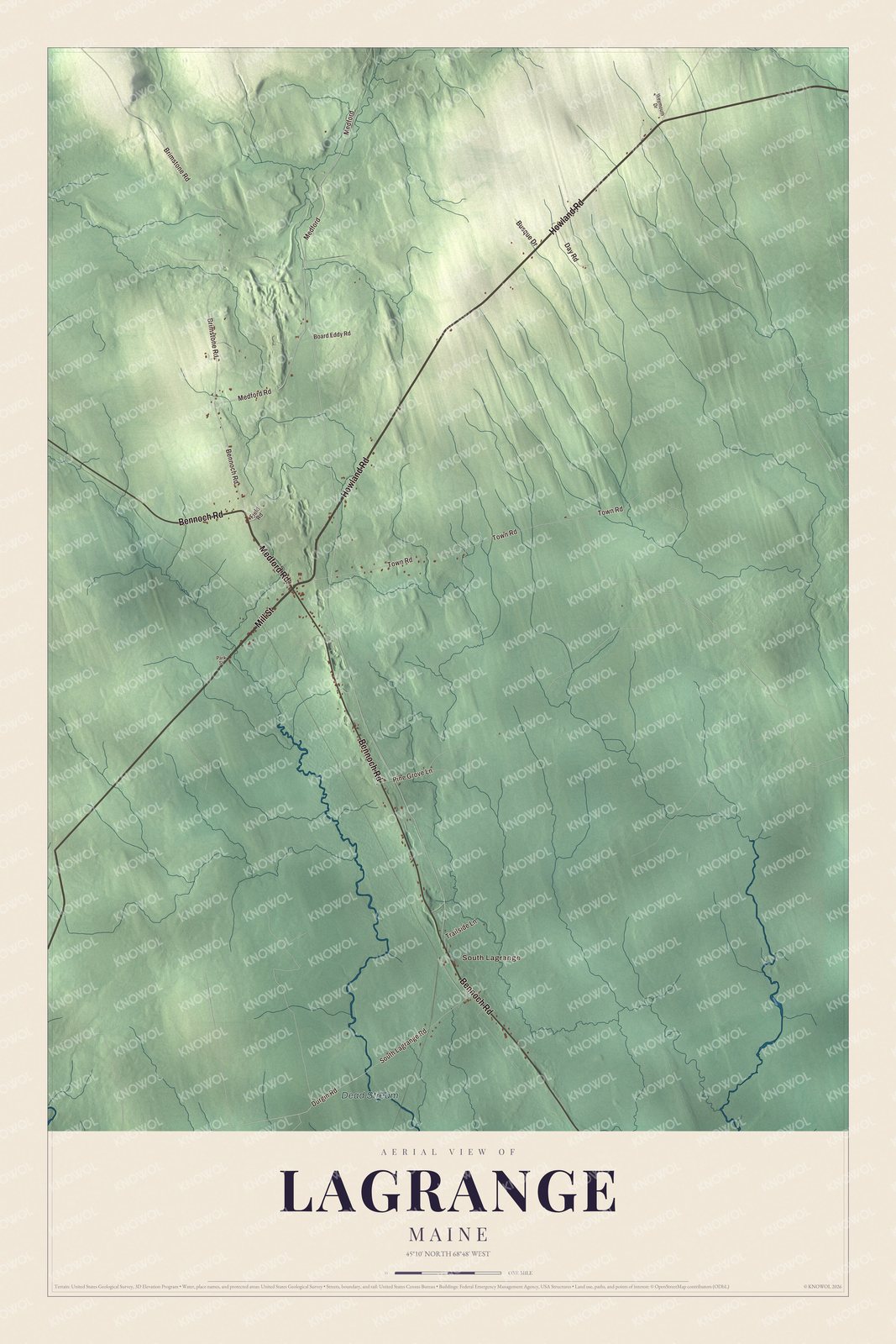 Watermarked full-map preview of Lagrange, Maine