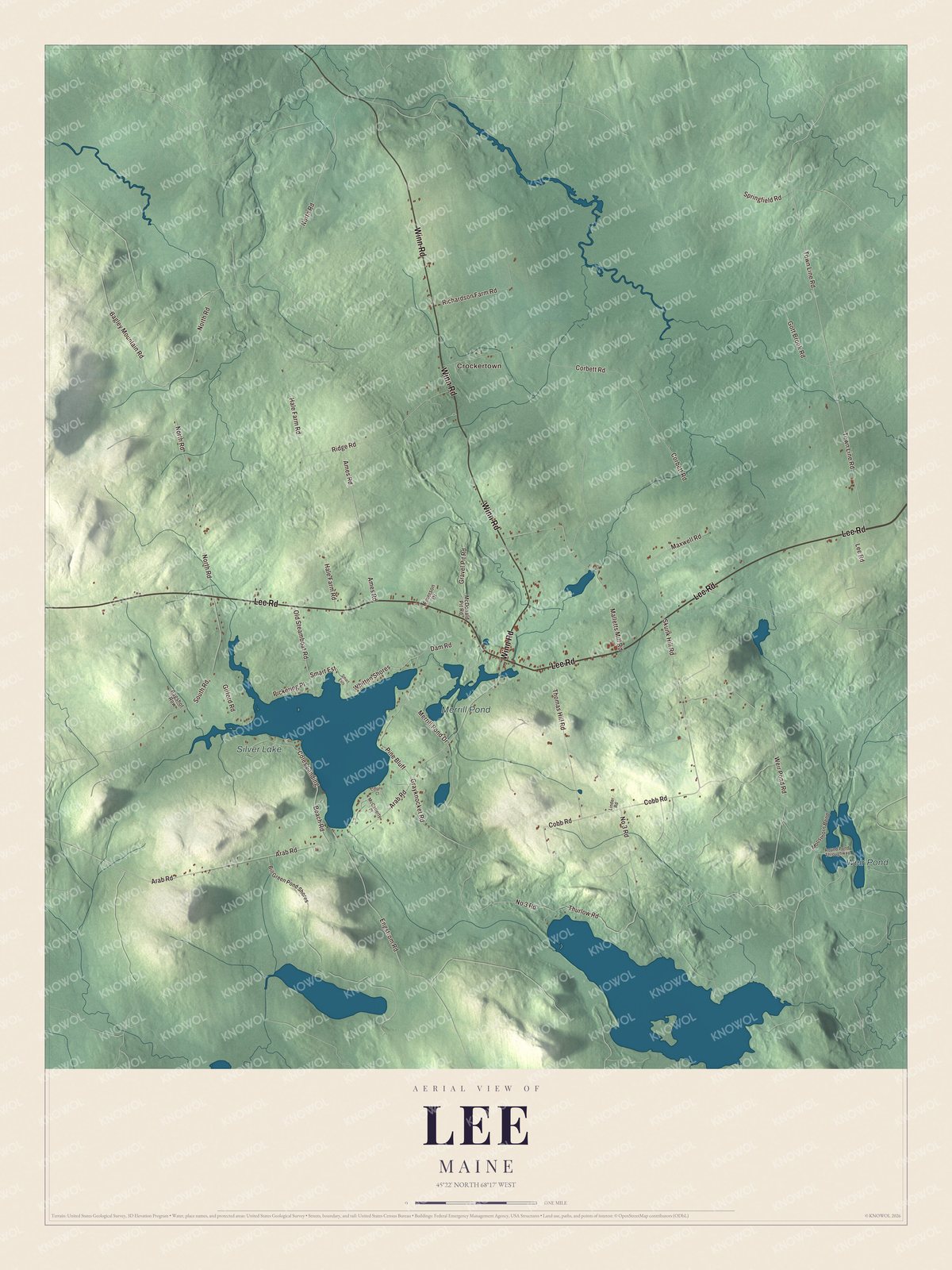 Watermarked full-map preview of Lee, Maine
