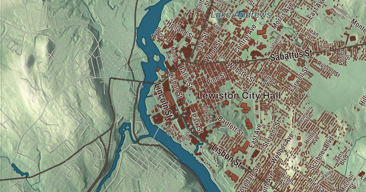 Map of Lewiston, Maine in 2026