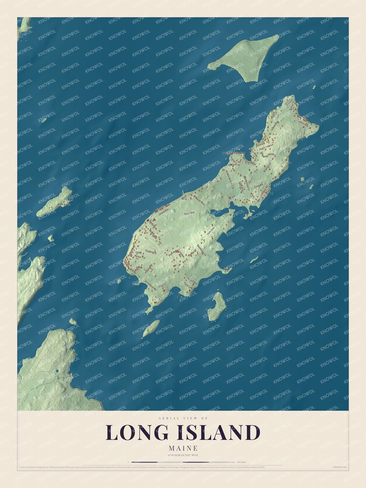 Watermarked full-map preview of Long Island, Maine