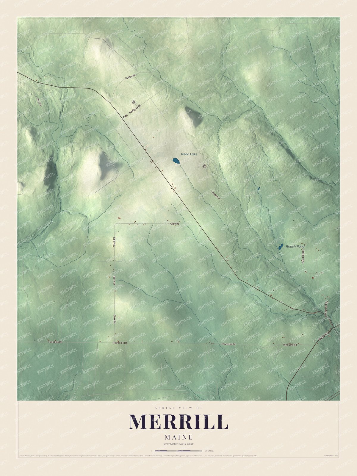 Watermarked full-map preview of Merrill, Maine
