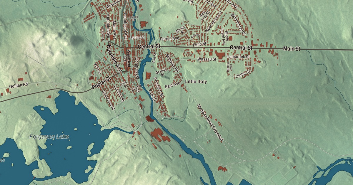 Map of Millinocket, Maine in 2026