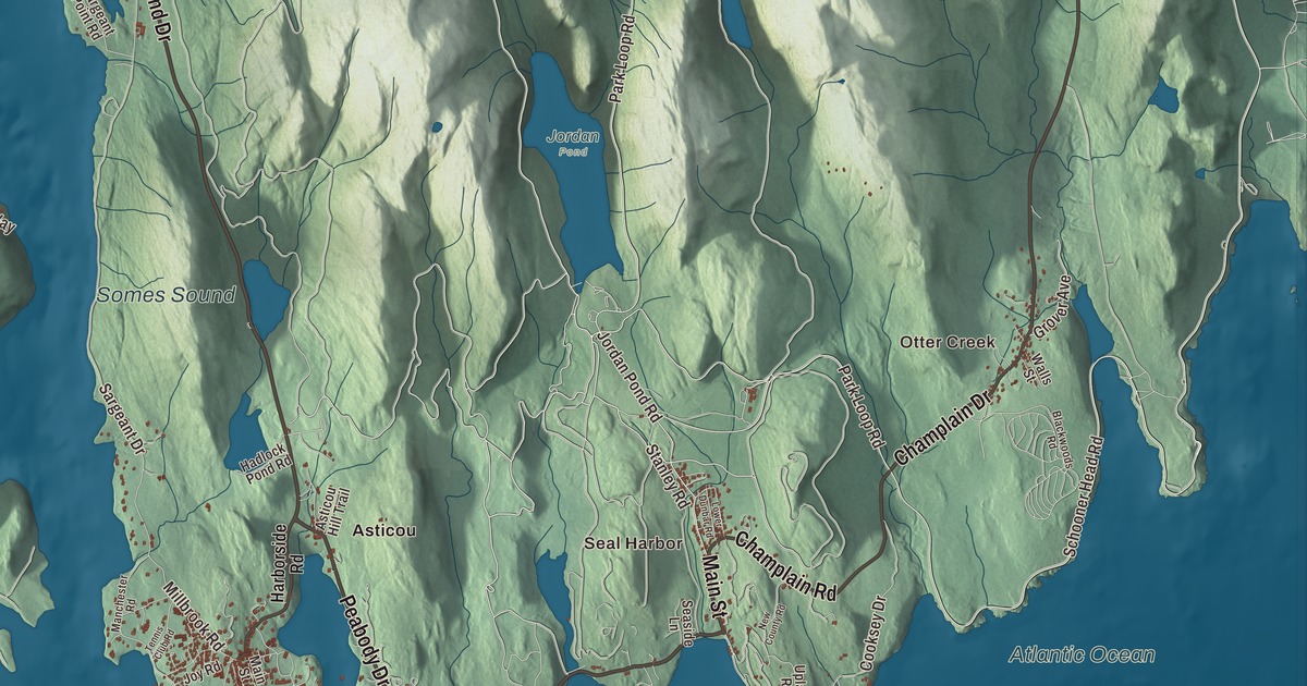 Map of Mount Desert, Maine in 2026