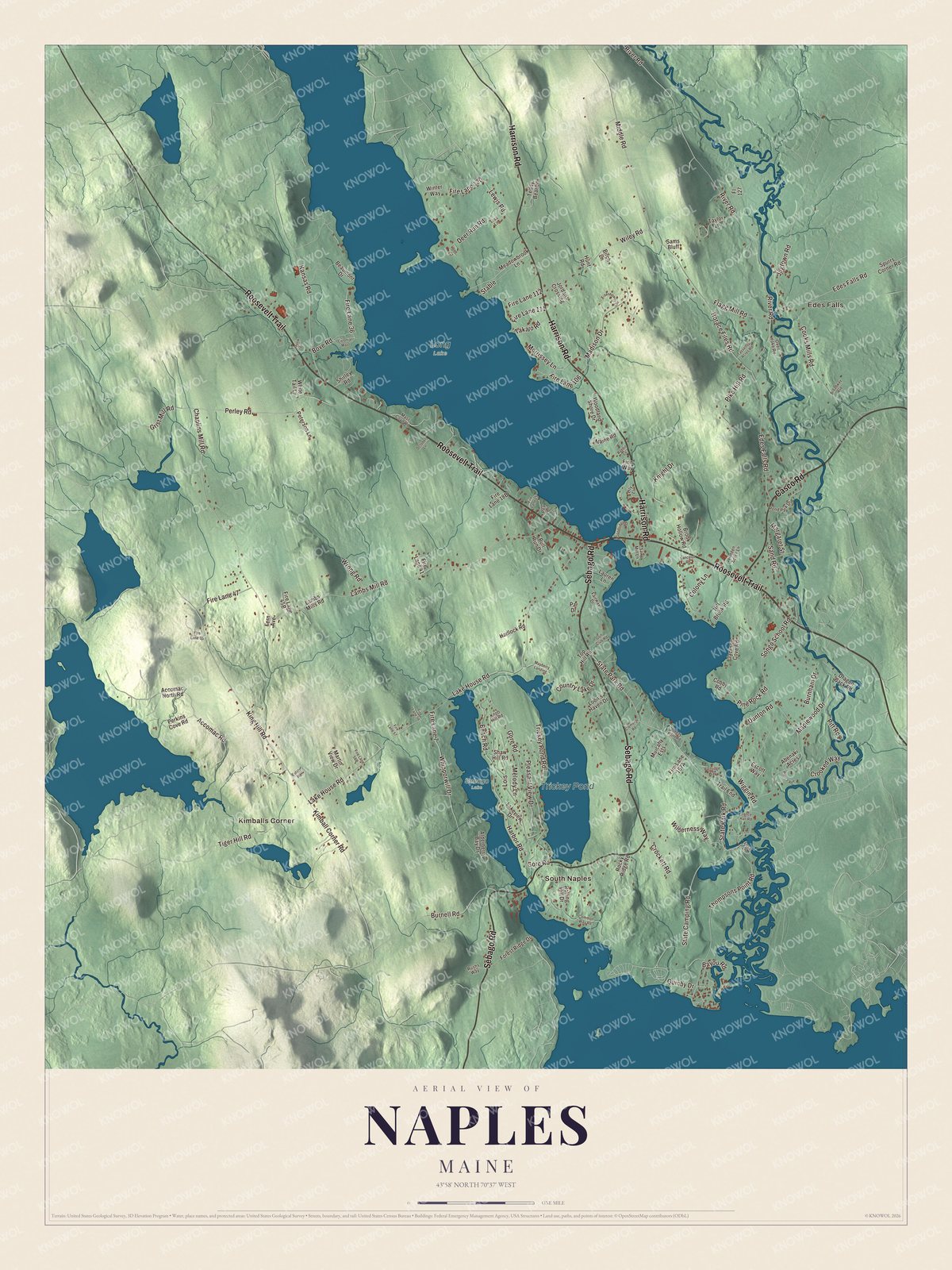 Watermarked full-map preview of Naples, Maine