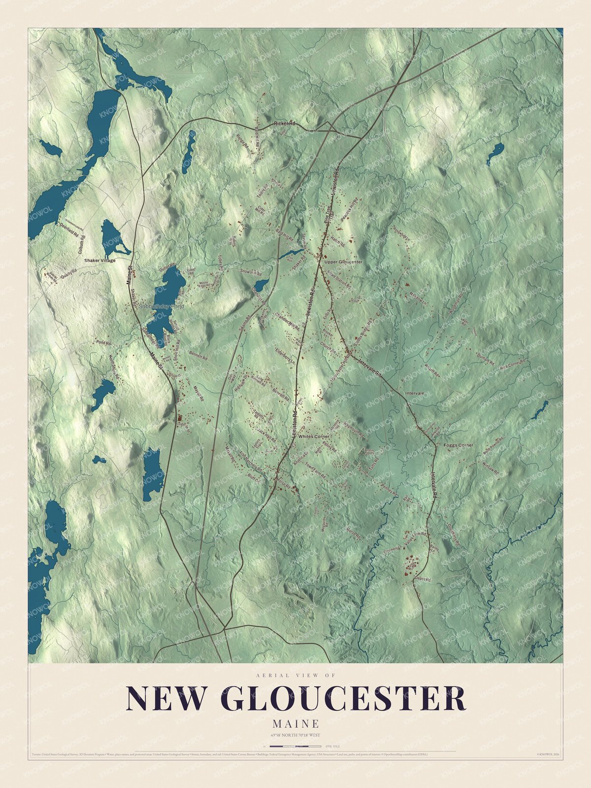 Watermarked full-map preview of New Gloucester, Maine