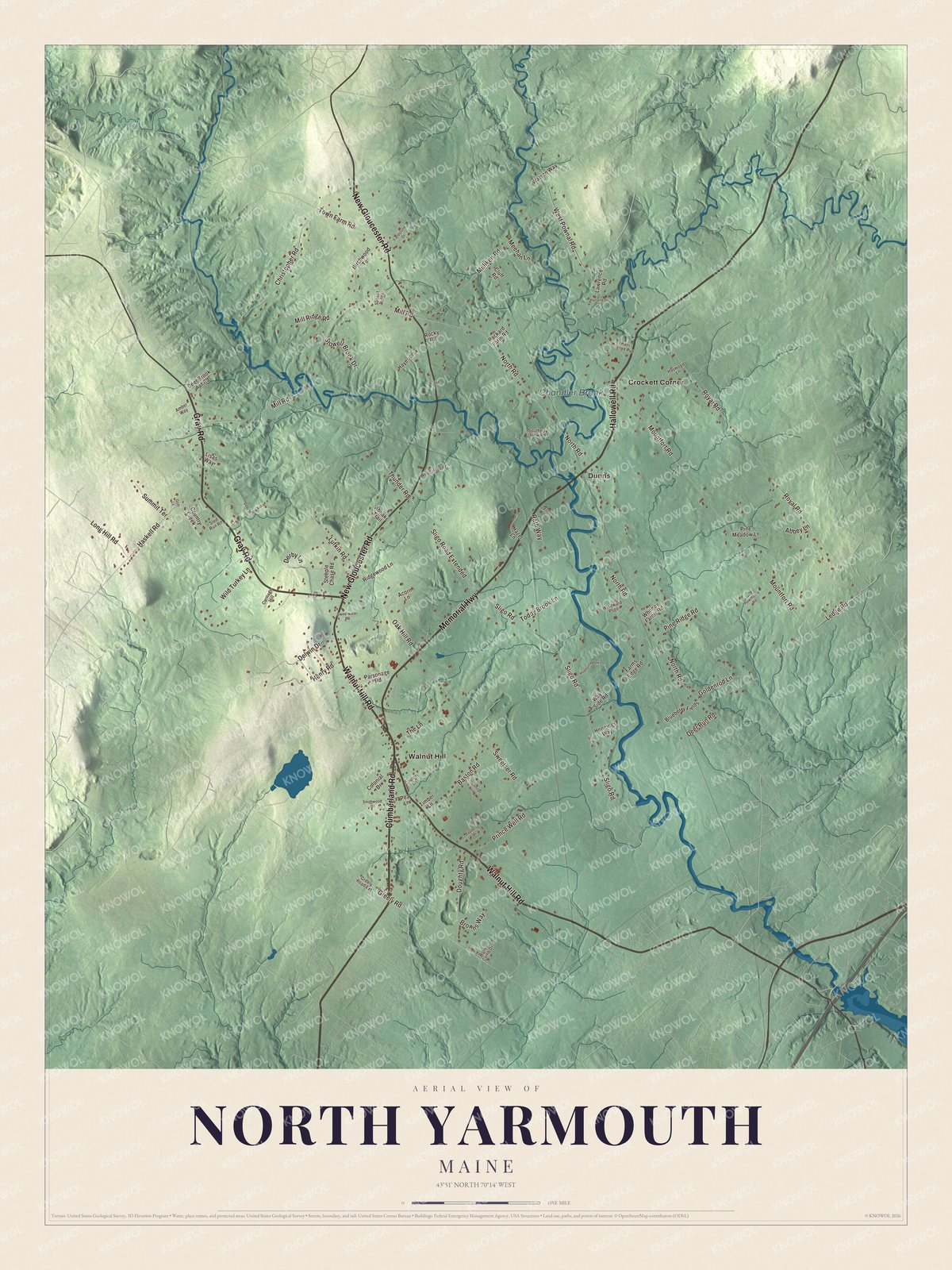 Watermarked full-map preview of North Yarmouth, Maine