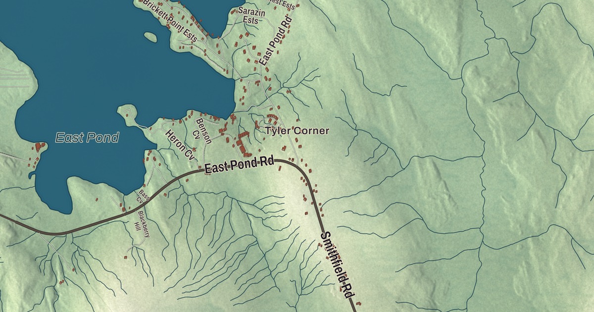 Map of Oakland, Maine in 2026