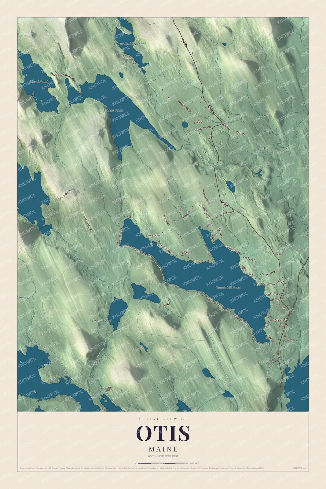 Watermarked full-map preview of Otis, Maine