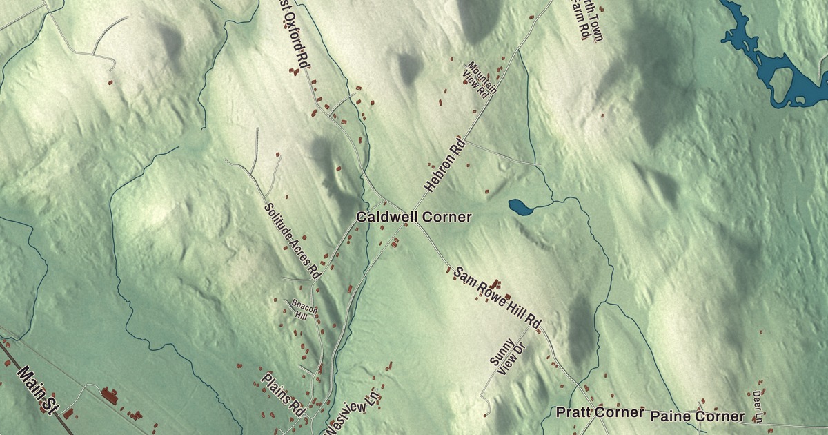 Map of Oxford, Maine, Drawn Like an Old Atlas