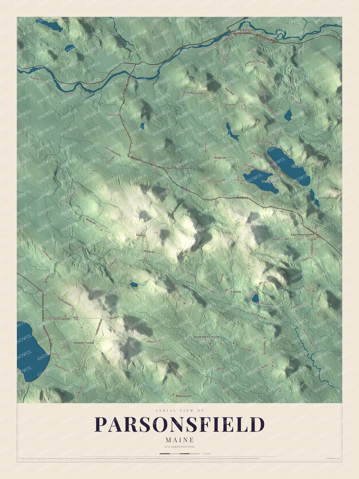 Protected watermarked complete map of Parsonsfield, Maine