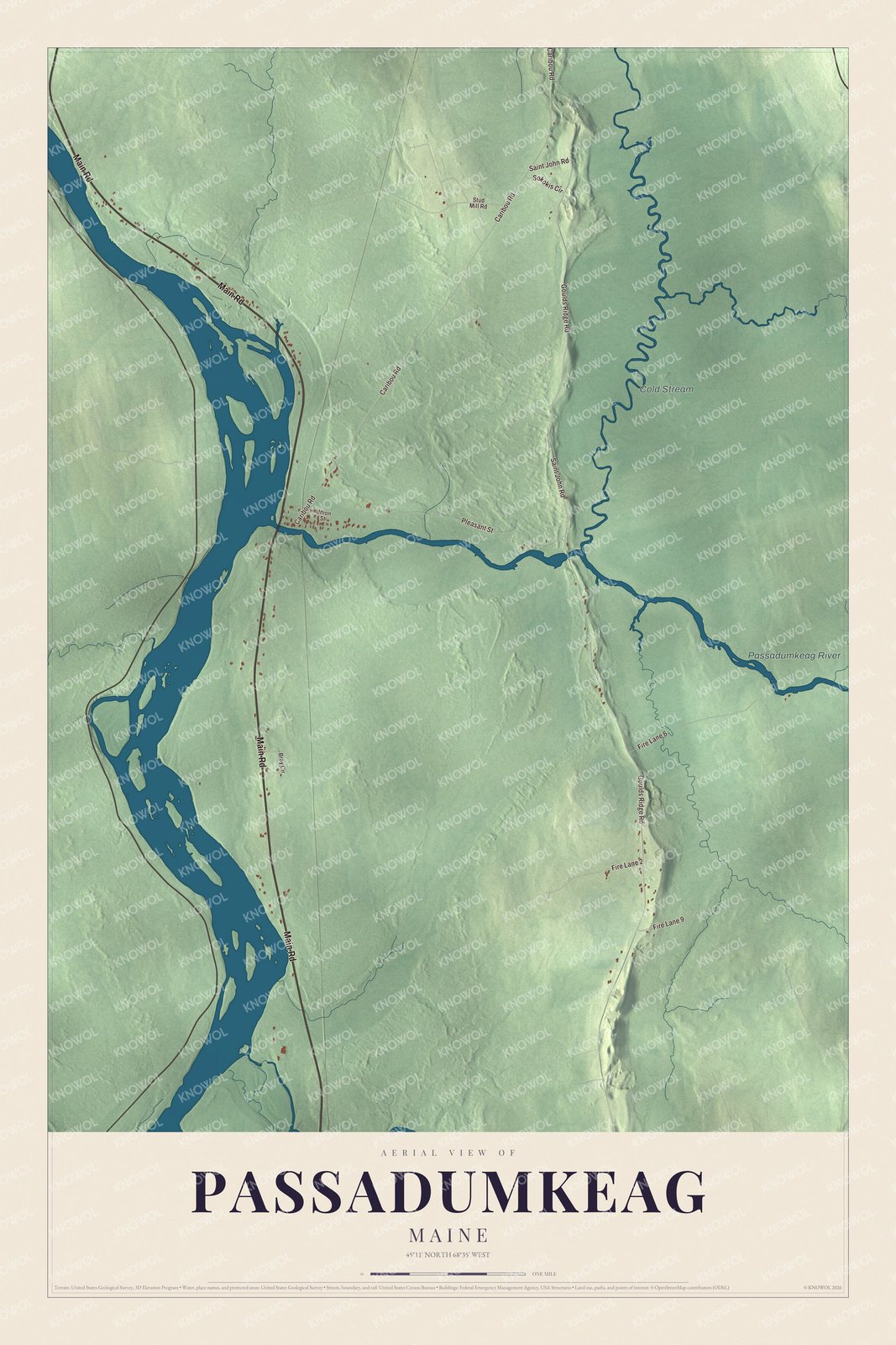 Watermarked full-map preview of Passadumkeag, Maine