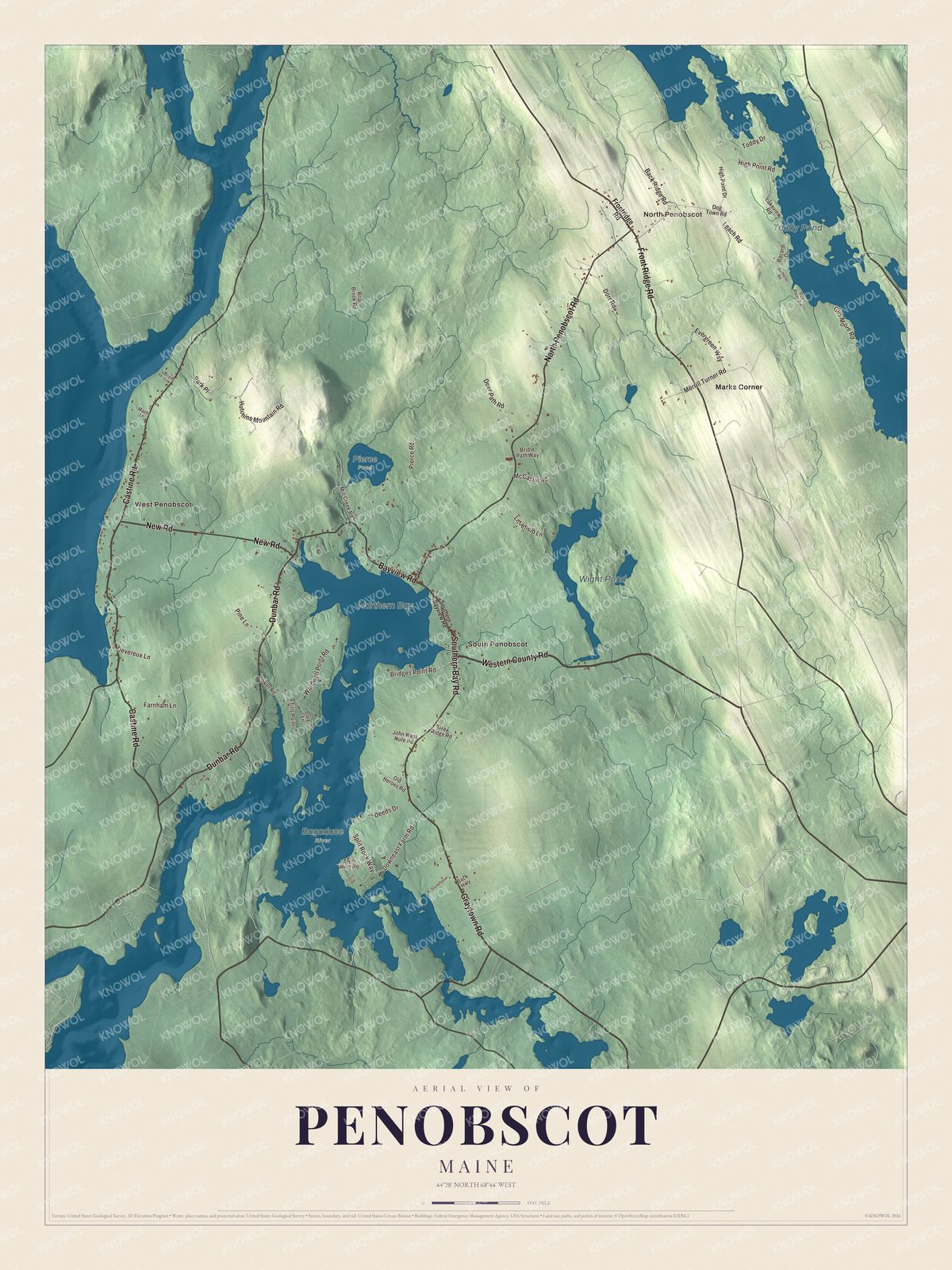 Protected watermarked complete map of Penobscot, Maine