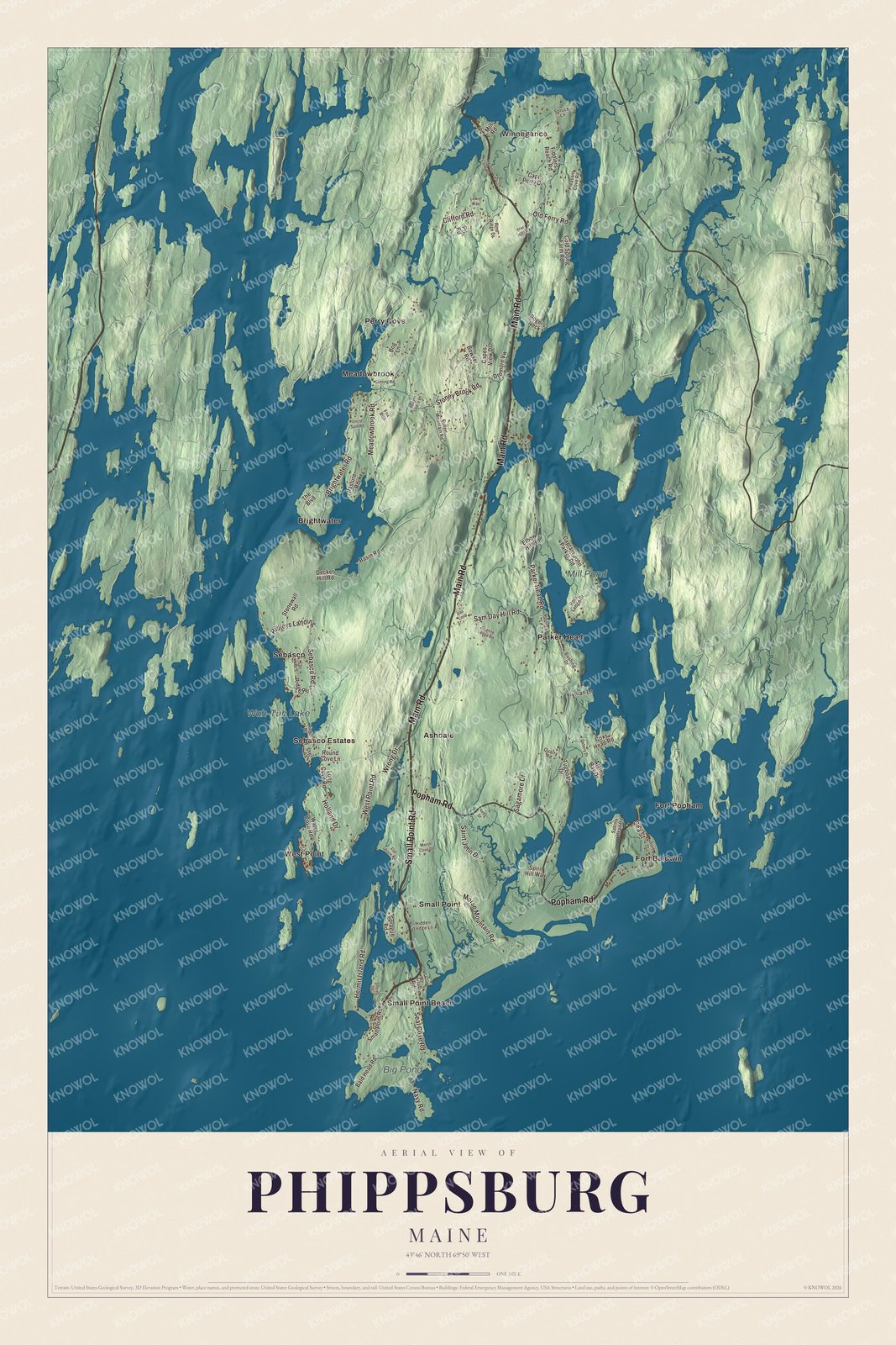 Watermarked full-map preview of Phippsburg, Maine