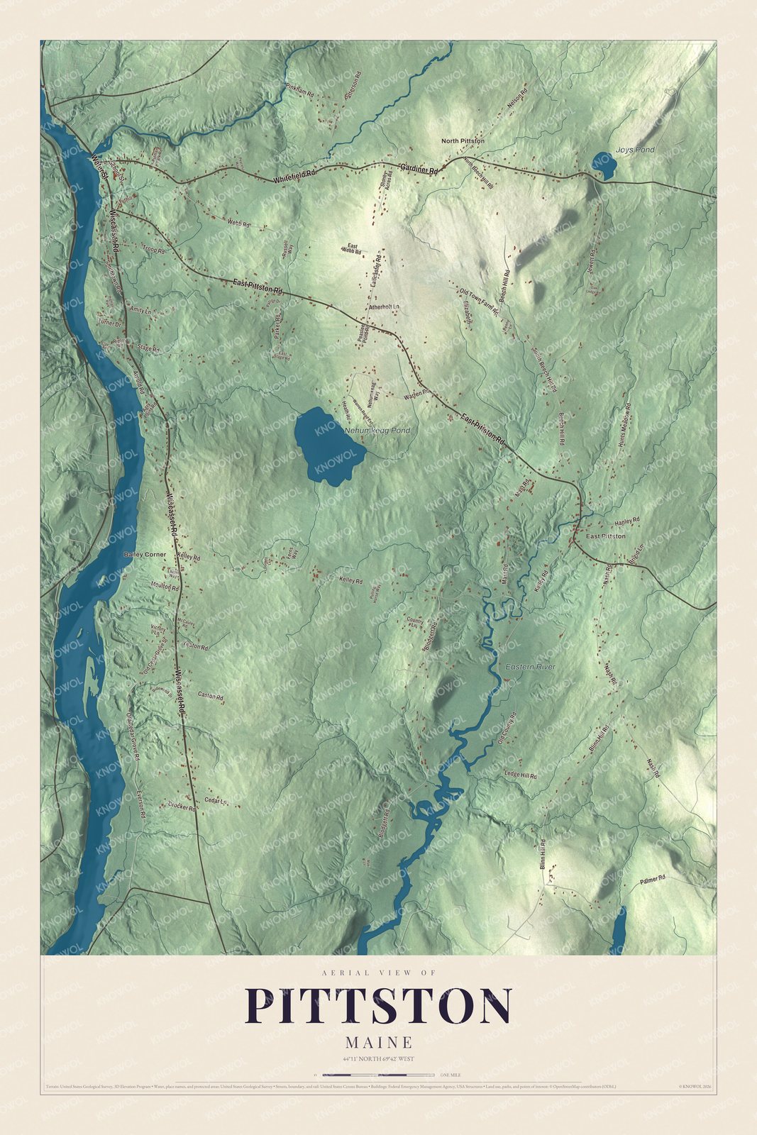 Watermarked full-map preview of Pittston, Maine