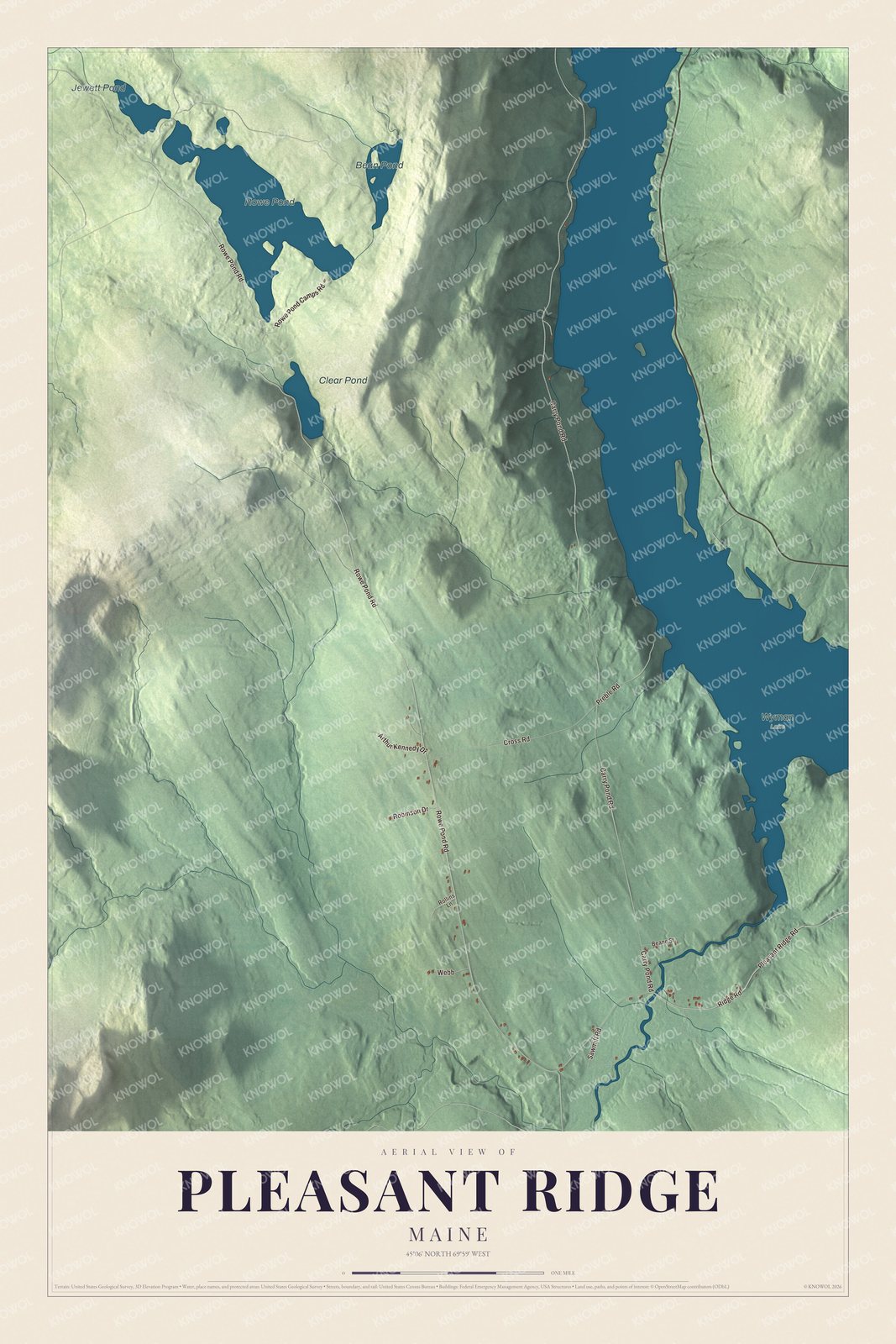 Protected watermarked complete map of Pleasant Ridge, Maine