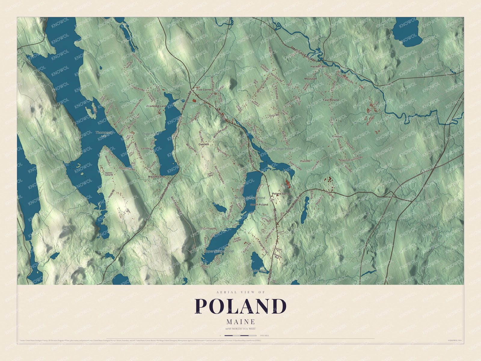 Protected watermarked complete map of Poland, Maine