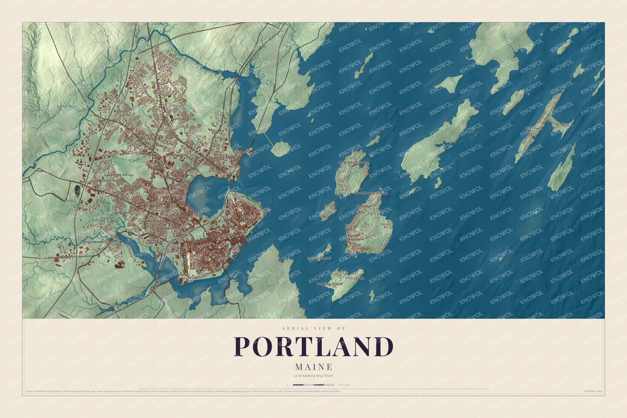 Watermarked full-map preview of Portland, Maine
