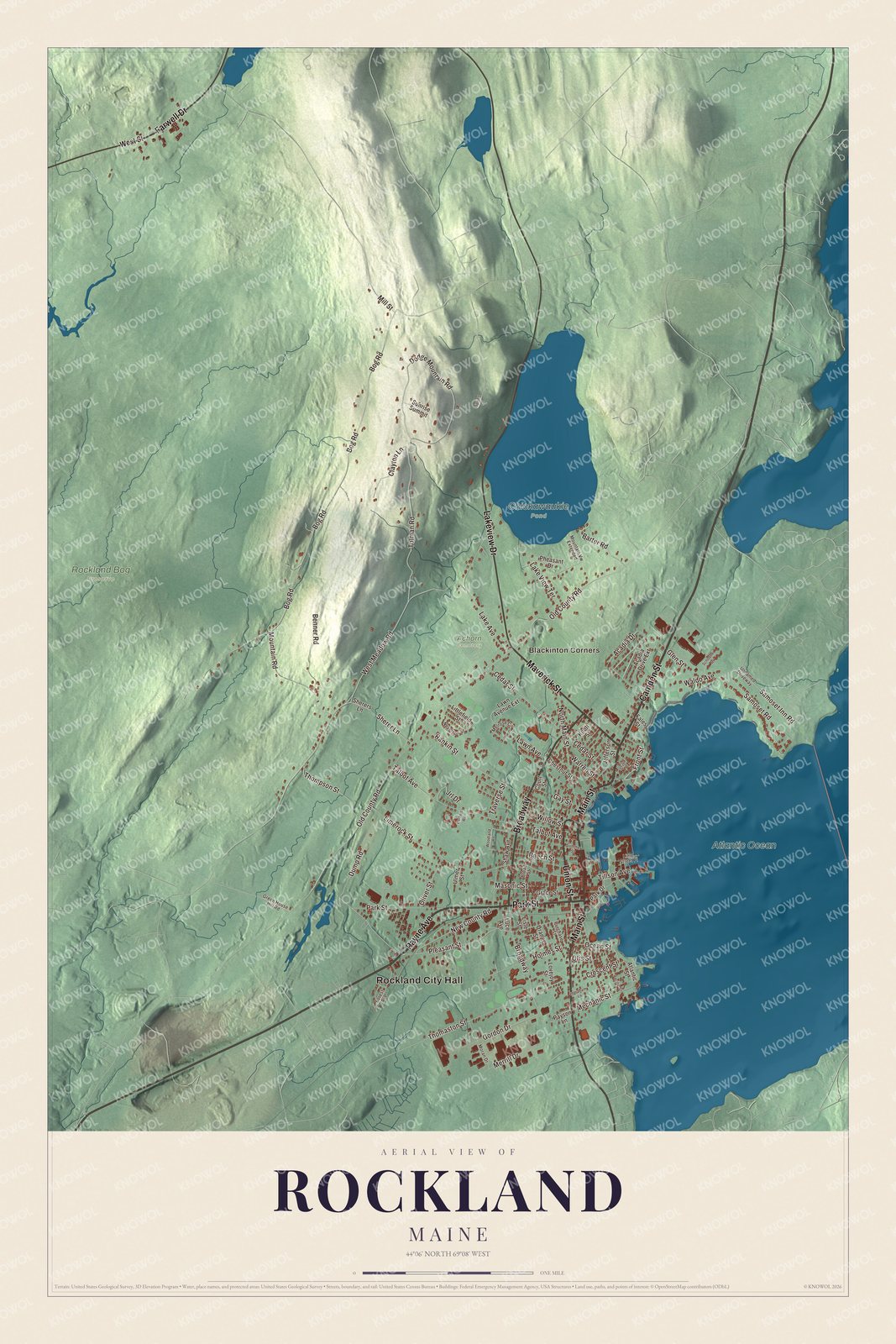 Protected watermarked complete map of Rockland, Maine