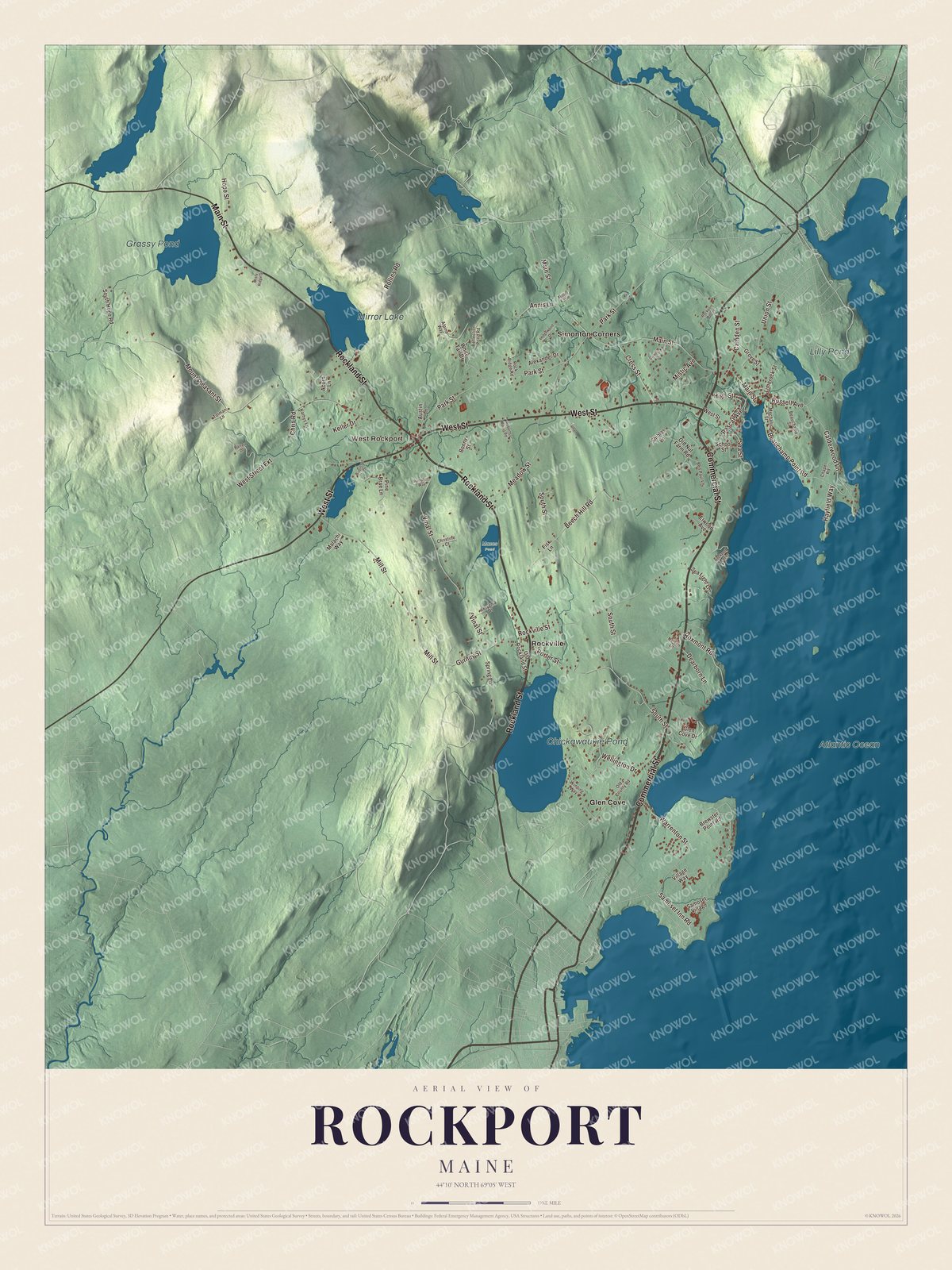 Protected watermarked complete map of Rockport, Maine