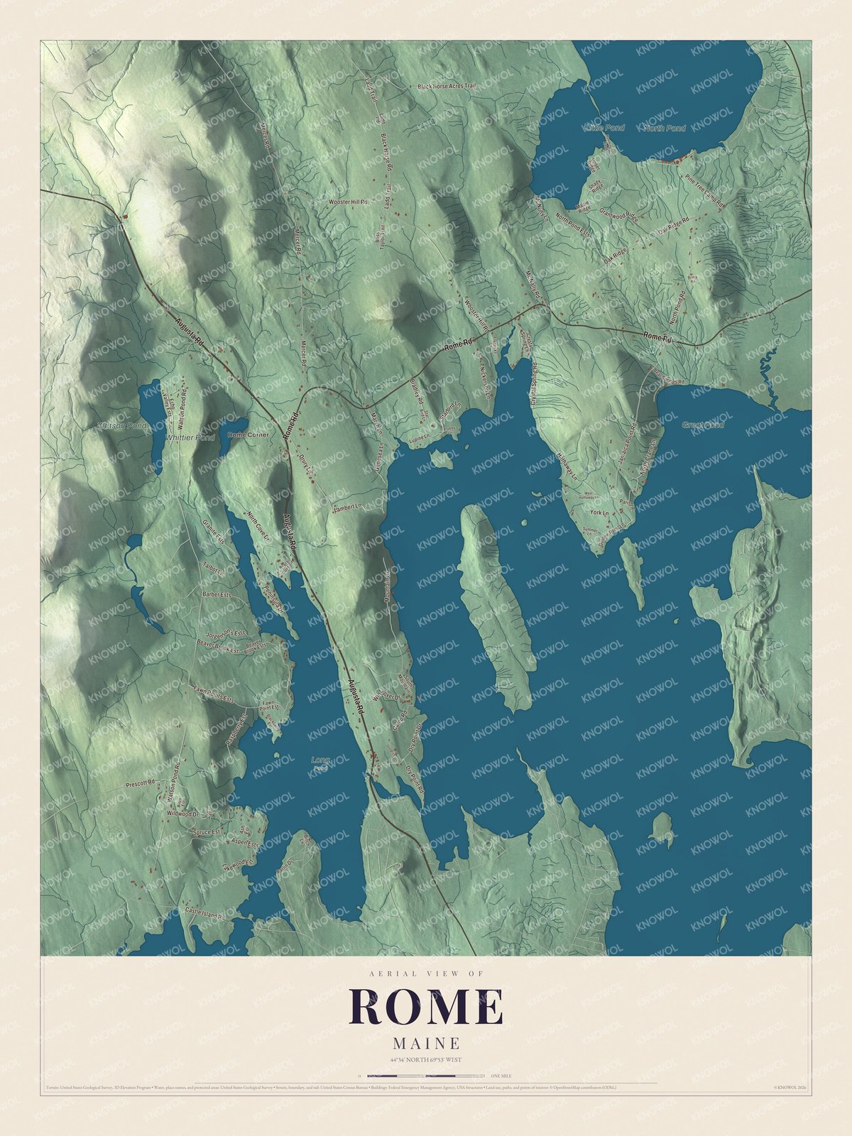 Watermarked full-map preview of Rome, Maine
