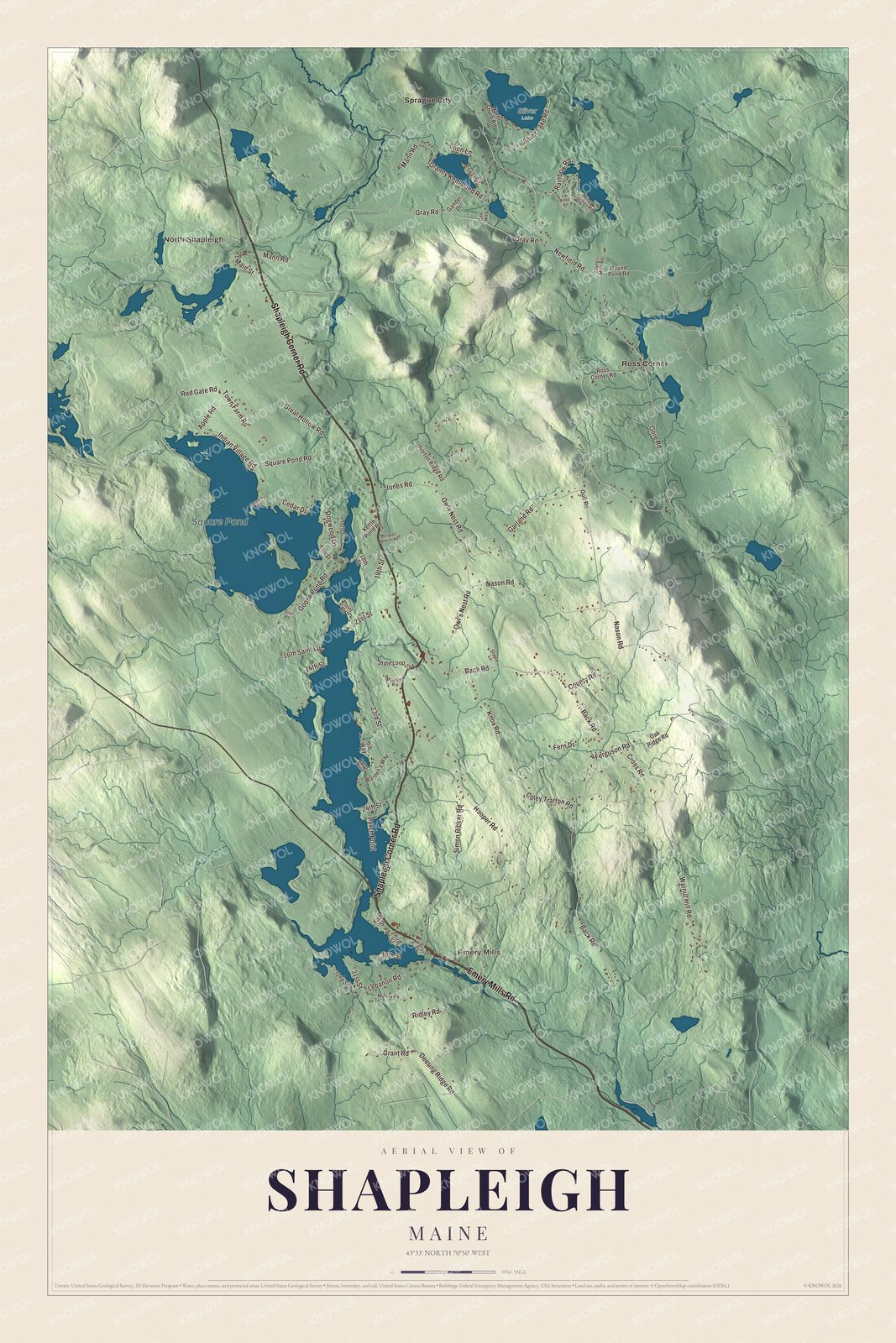 Protected watermarked complete map of Shapleigh, Maine