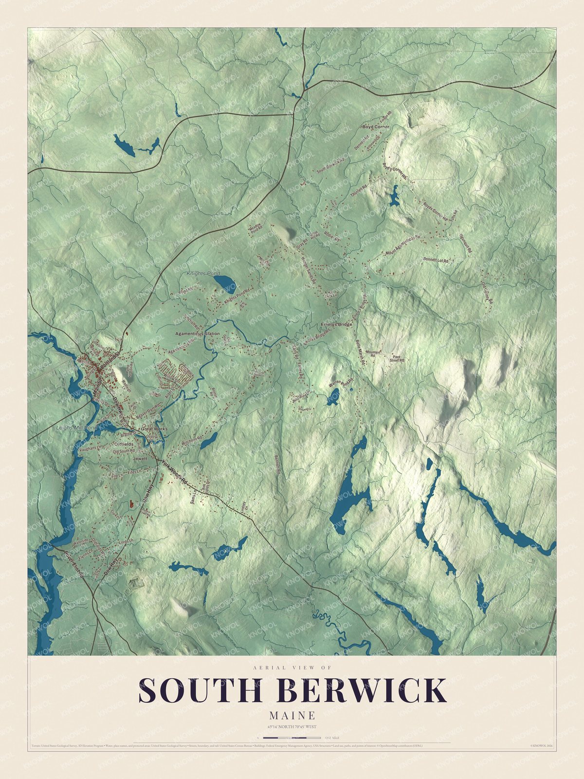 Protected watermarked complete map of South Berwick, Maine