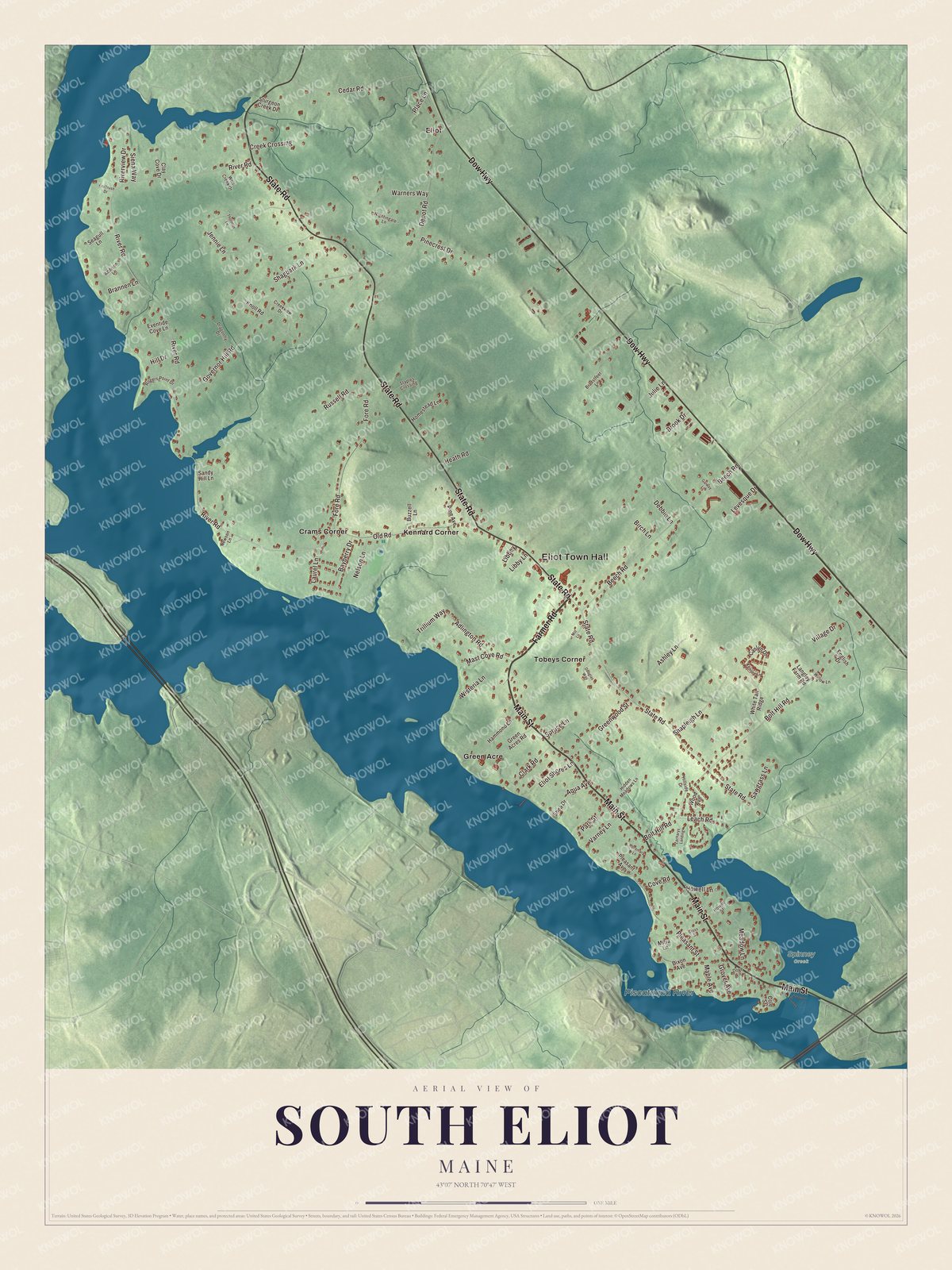 Protected watermarked complete map of South Eliot, Maine