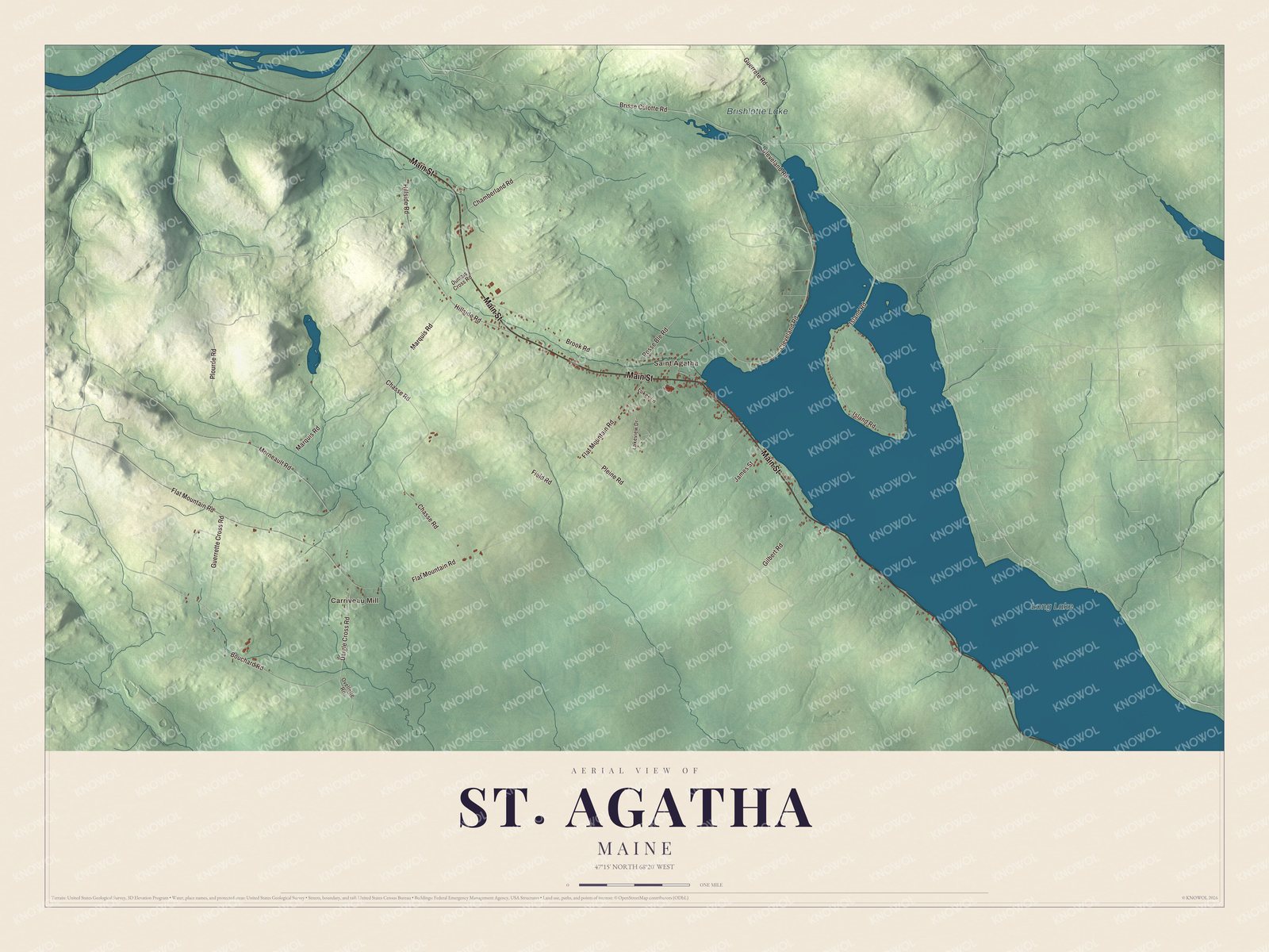 Protected watermarked complete map of St. Agatha, Maine