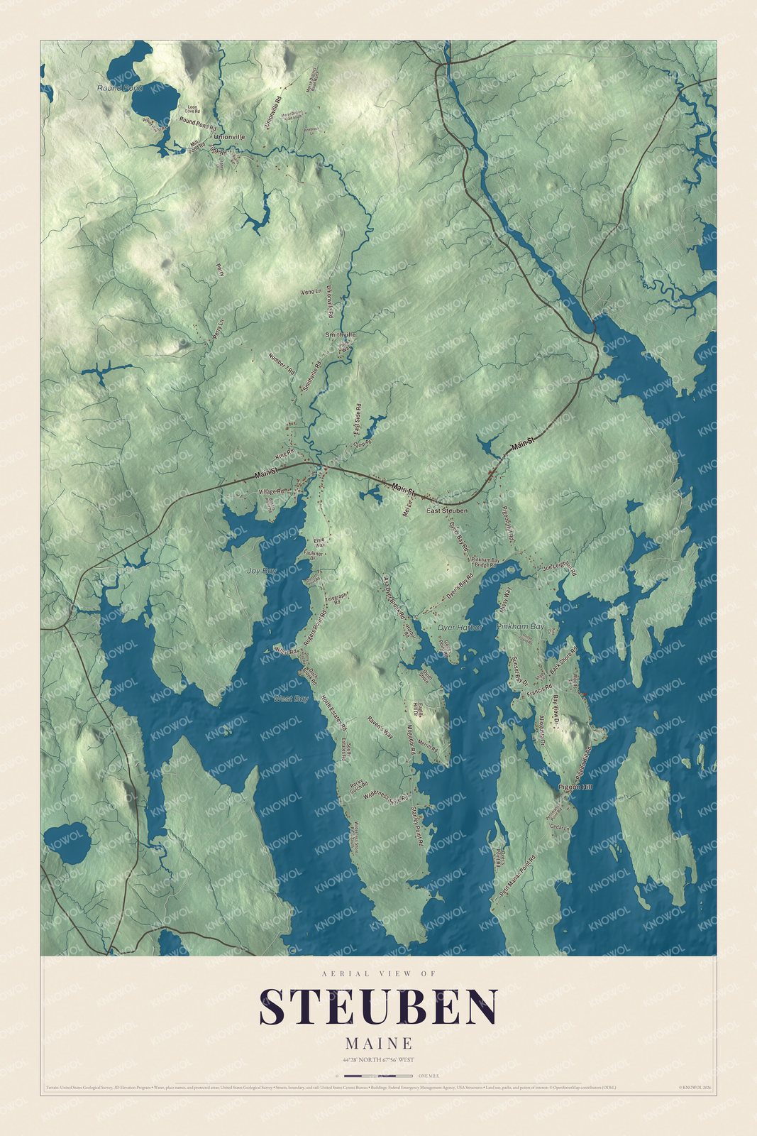 Protected watermarked complete map of Steuben, Maine